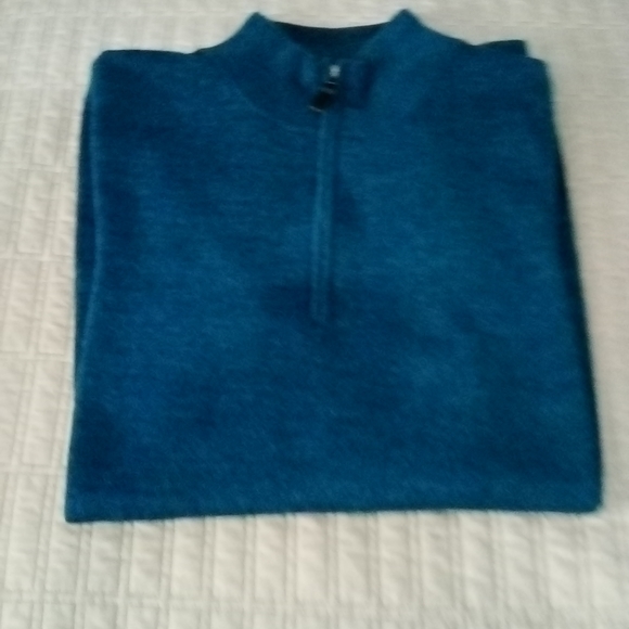 Jos.A.Bank Traveler 100% Merino Wool Sweater Medium Teal 1/4 Zip - Picture 2 of 3